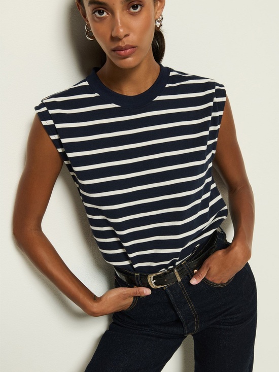 Nation LTD Tops - Marina Muscle Tee with Shoulders / Playa Stripes